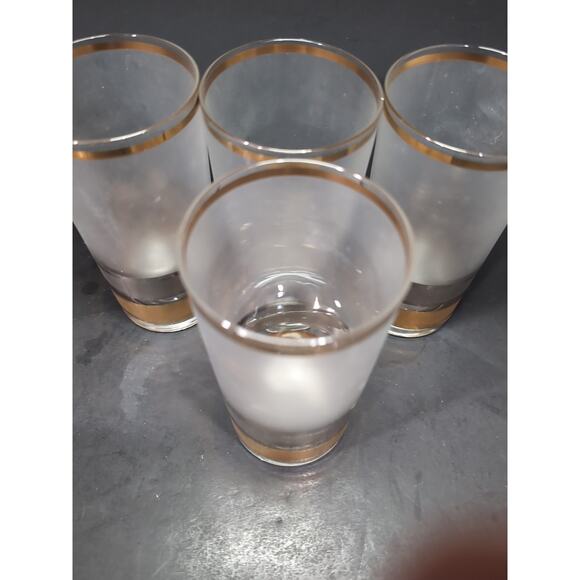 Culver Regency Highball Glasses, Set of 4, VTG MCM Tumblers, 12 Oz Frosted Gold - Picture 5 of 9